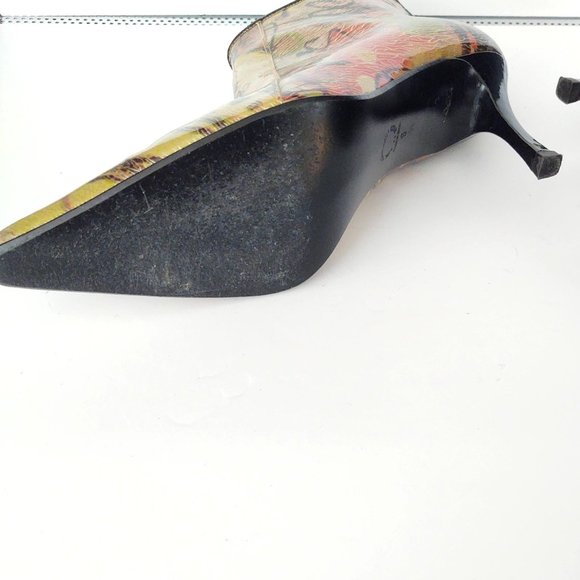 Patent stiletto graffiti print ankle boots - Picture 13 of 16